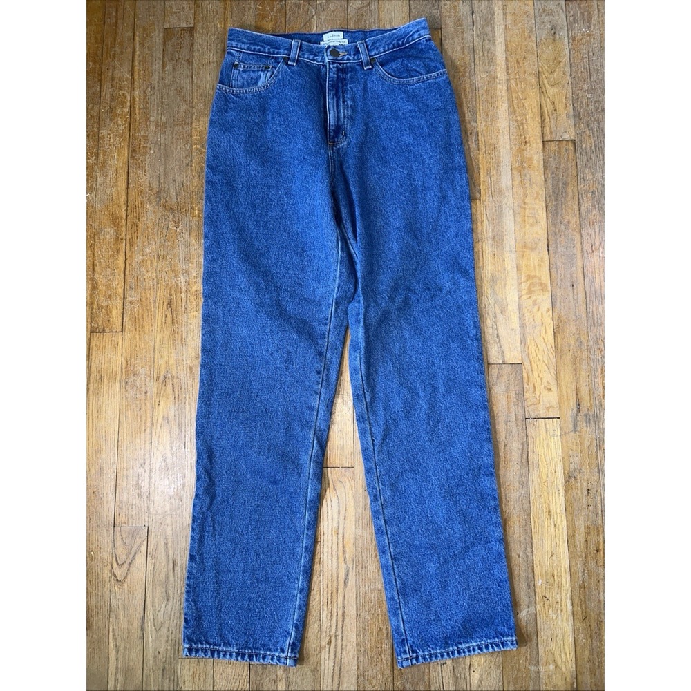 LL Bean Original Fit Relaxed Flannel Lined Jeans Women 8MT Medium Wash Blue Tall
